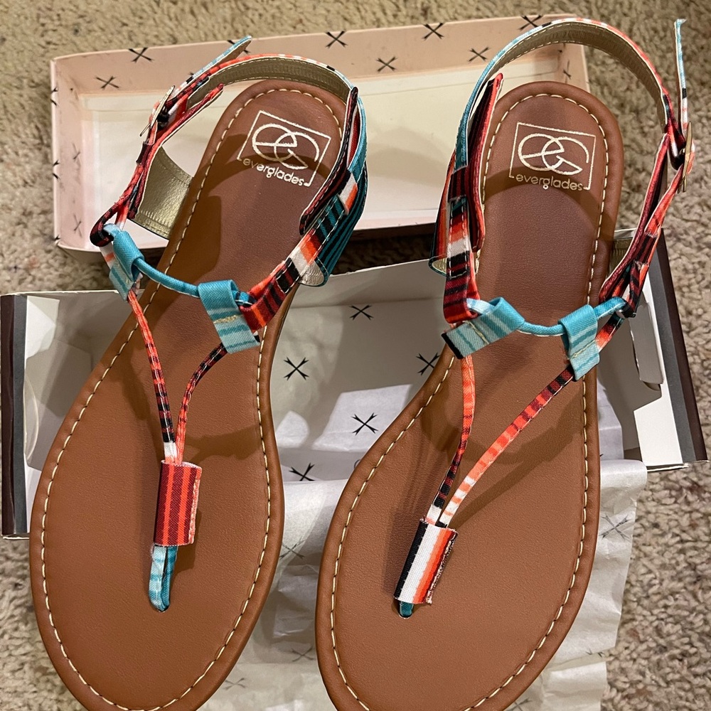 Sandals, Aztec Stripe, Women’s 10